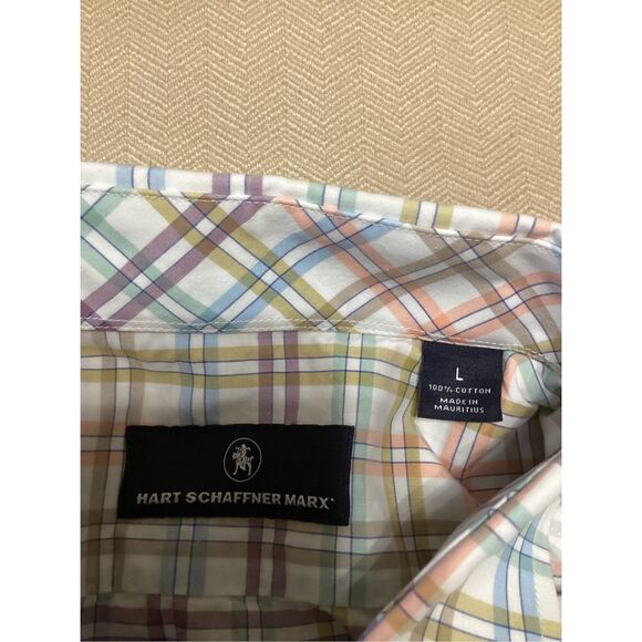 Hart Schaffner Marx Plaid Long Sleeve Button Down Shirt L - Picture 5 of 7